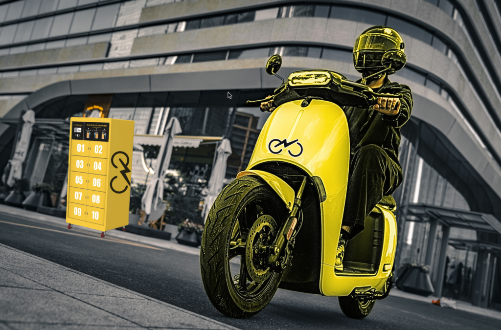 MannaEV Smart Electric Motorcycle & Smart IoT Battery-Swapping-Hub