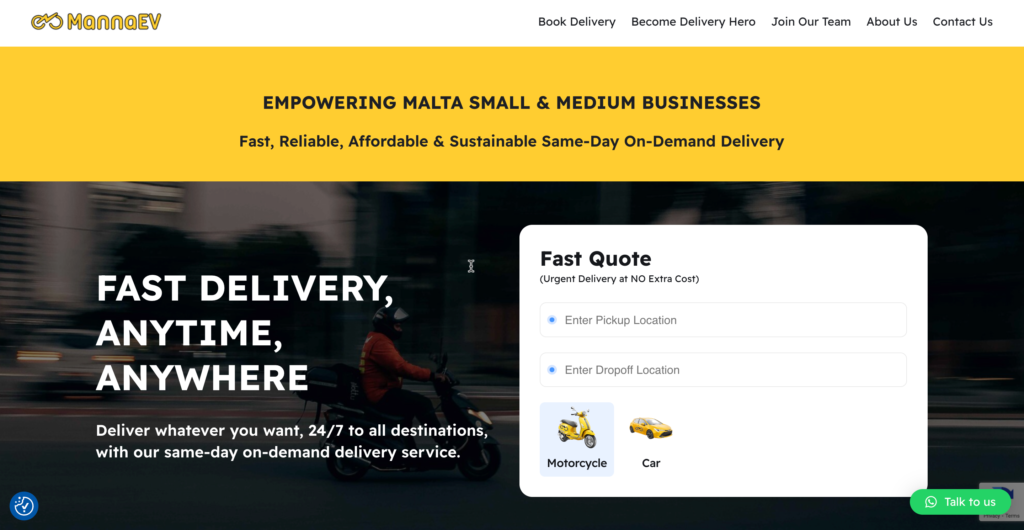 Malta Fast Same-Day Delivery_MannaEV